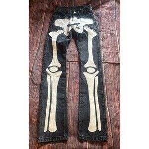 MNML Skeleton Bone Jeans 28 X 34 Slim Straight Black